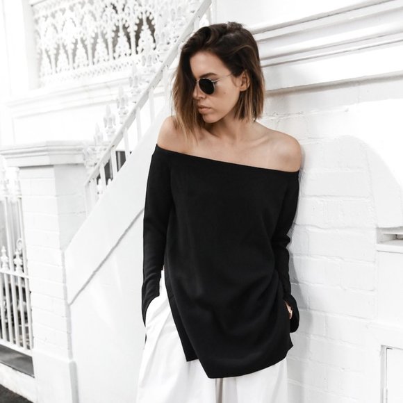 ELLERY Off-the-shoulder Black Top 2 - Picture 1 of 9